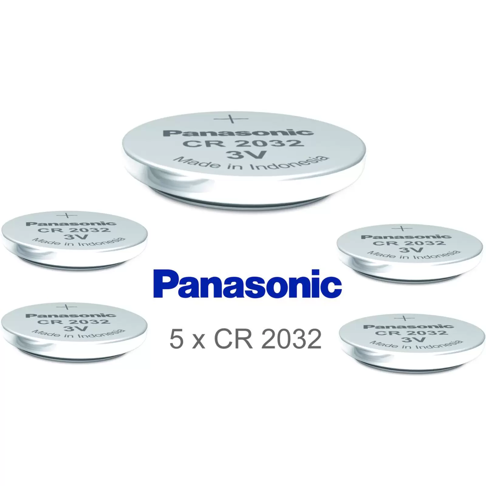 5x Panasonic CR2032 DL2032 ECR2032 Lithium Knopfzellen – Lose Batterien für Uhren, Autoschlüssel