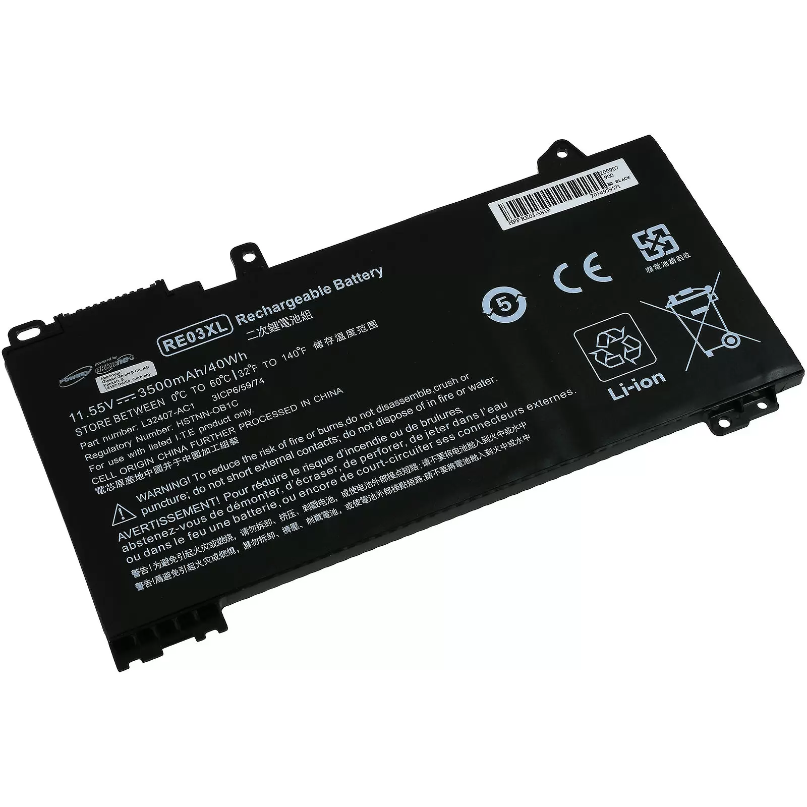 Akku passend für Laptop HP ProBook 430 G6, 440 G6, 450 G6, Typ RE03XL u.a.