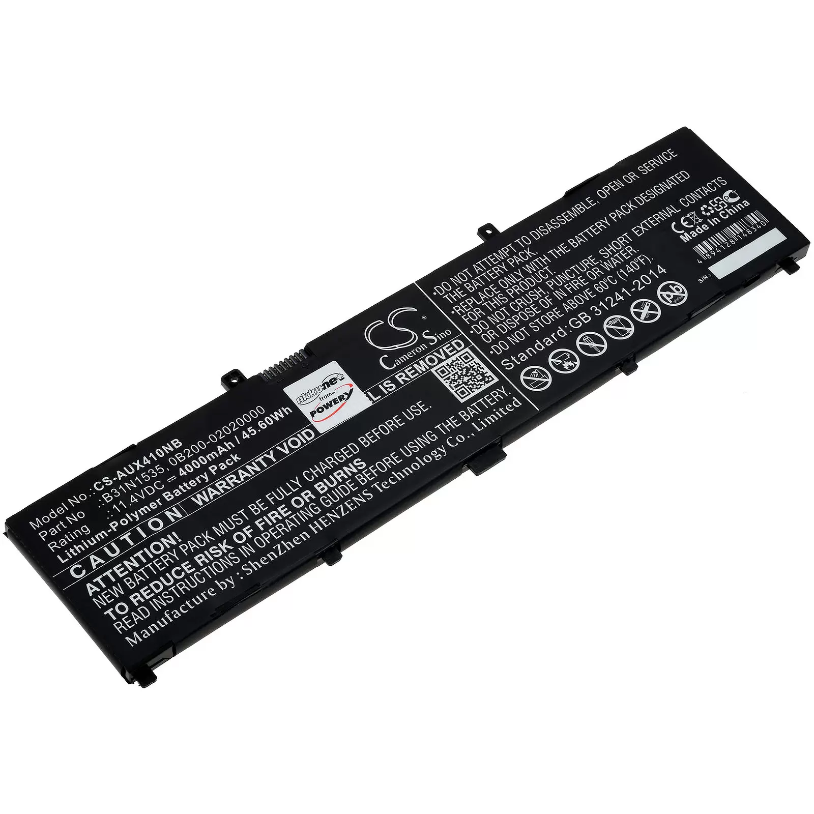 Akku passend für Laptop Asus UX310UA,  UX410UA, Typ B31N1535 u.a.