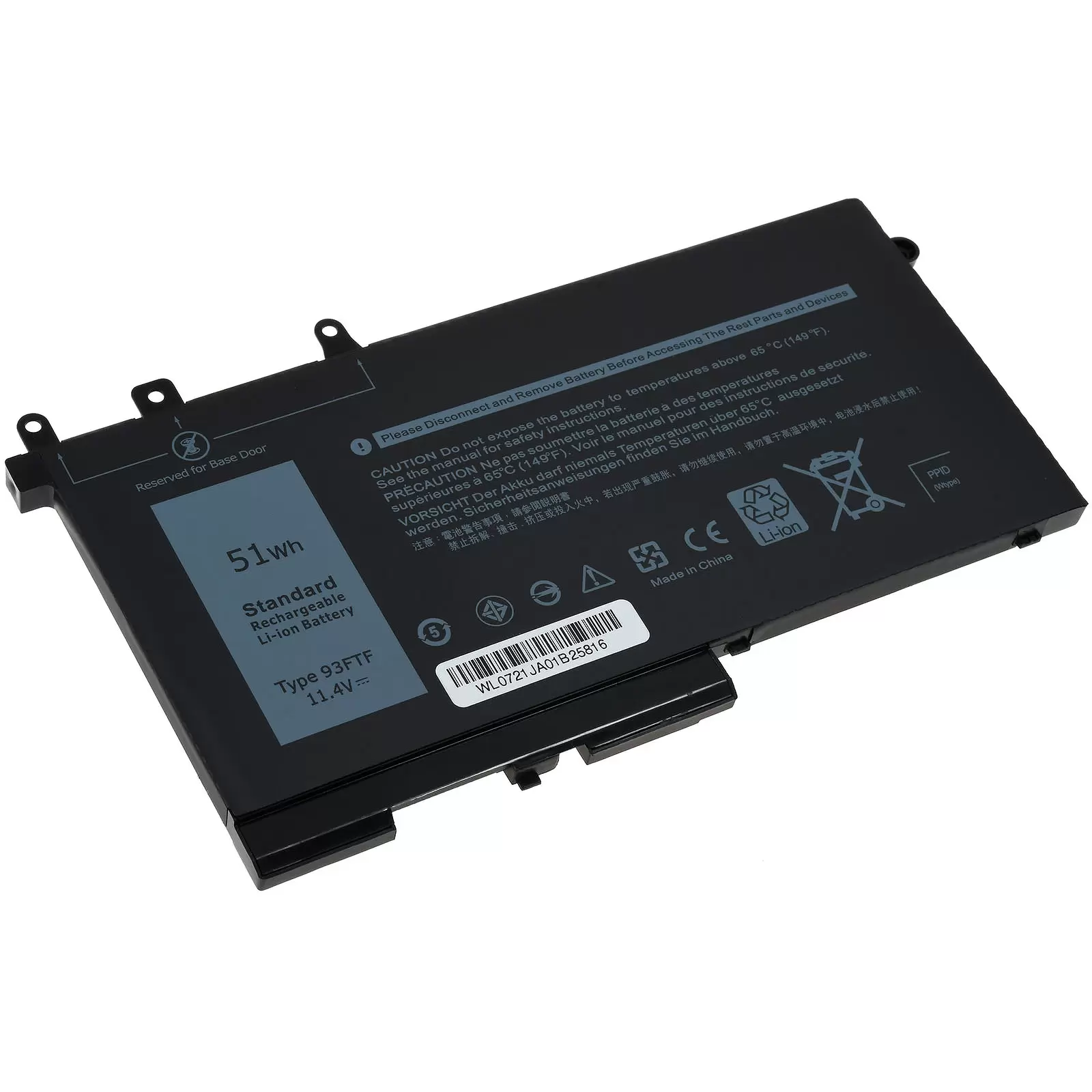Standardakku passend für Laptop Dell Latitude 5480, 5490, Typ 4YFVG u.a.