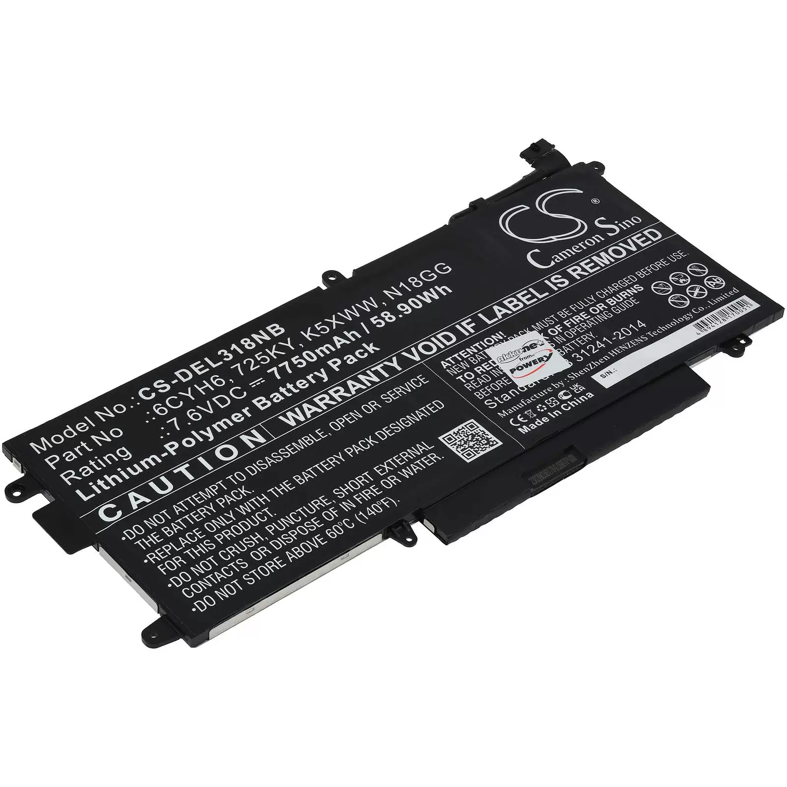 Akku passend für Laptop Dell Latitude E5289, Latitude L3189,  Typ N18GG