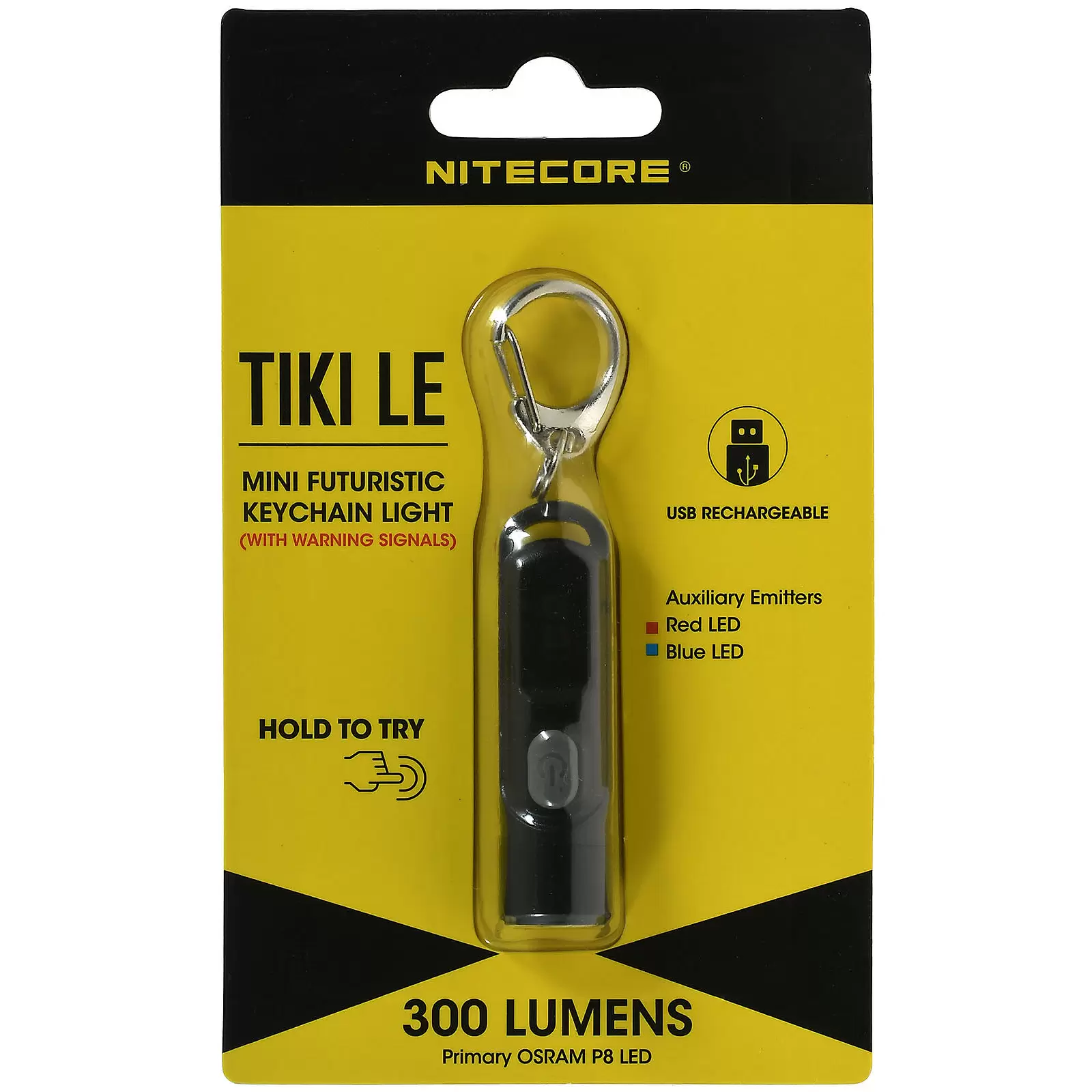 Schlüsselanhänger-Taschenlampe Nitecore TIKI LE - 300 Lumen, mit USB-C schwarz