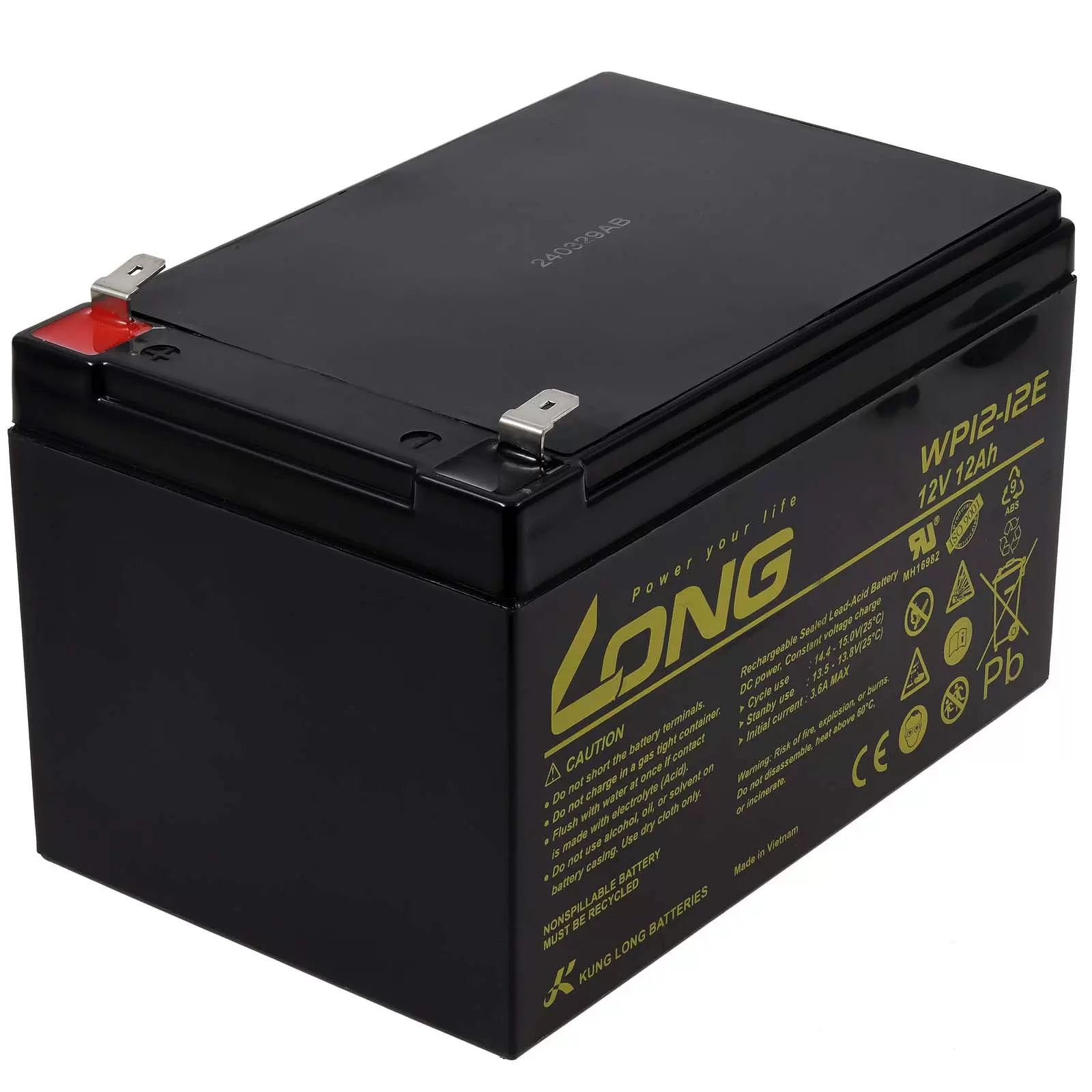 Long Bleiakku WP12-12E Vds mit 6,3mm Faston zyklenfest
