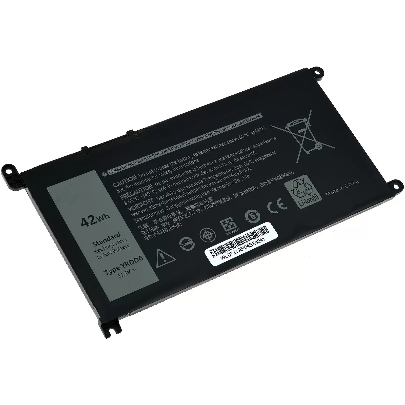 Akku passend für 2 in 1 Touchscreen Laptop Dell Inspiron 14 5481  Serie, 14 5482 Serie, Typ YRDD6