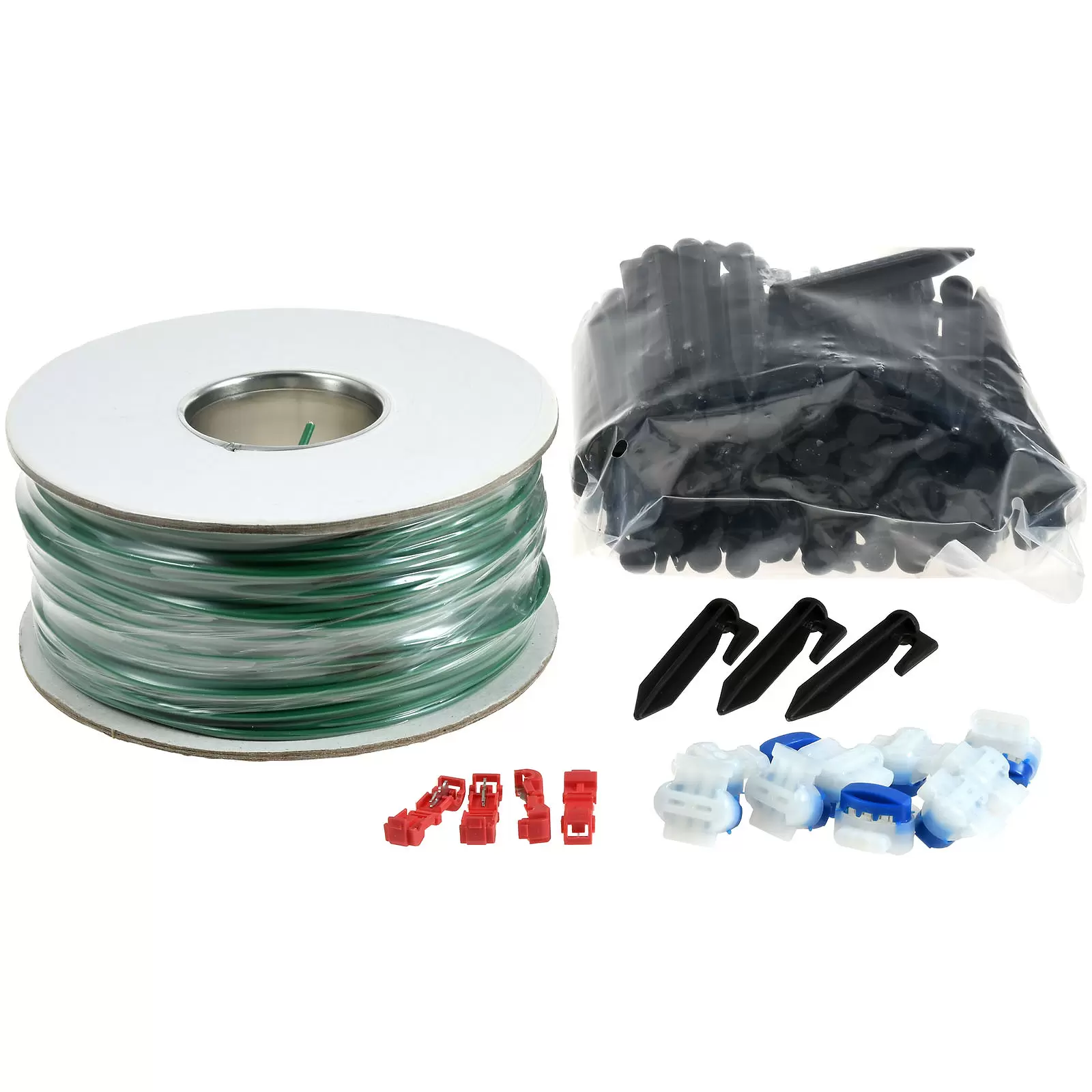 Begrenzungskabel-Reparaturset 150m 2,7mm - mit Kabelbruch-Tracker 200 Haken 10 Verbindern  4 Klemmen