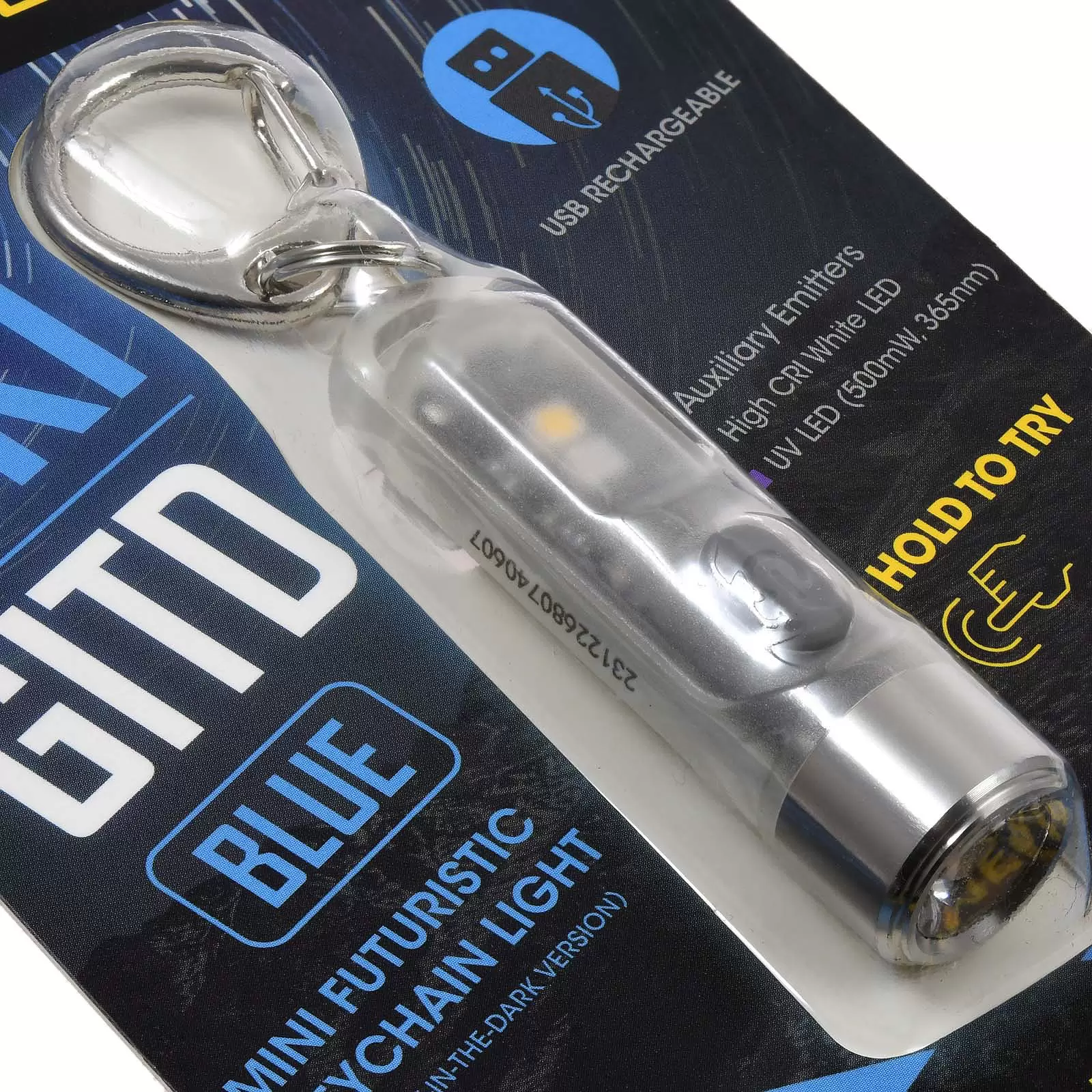 Schlüsselanhänger-Taschenlampe Nitecore TIKI  GITD - Glow in the Dark, Blau, mit USB-C