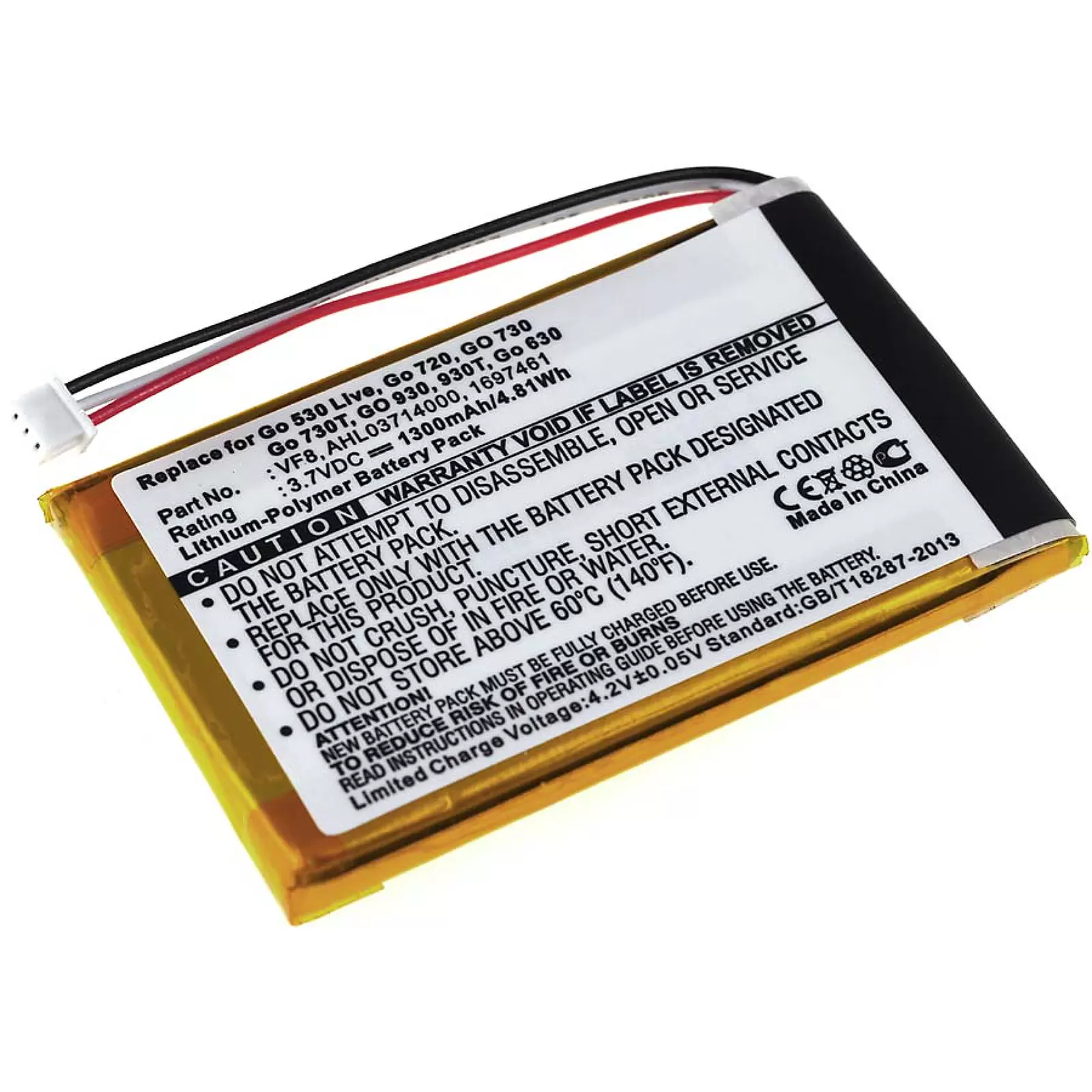 Akku für TomTom  Go 720/ GO 730/ GO 930/ Go 630 1300mAh