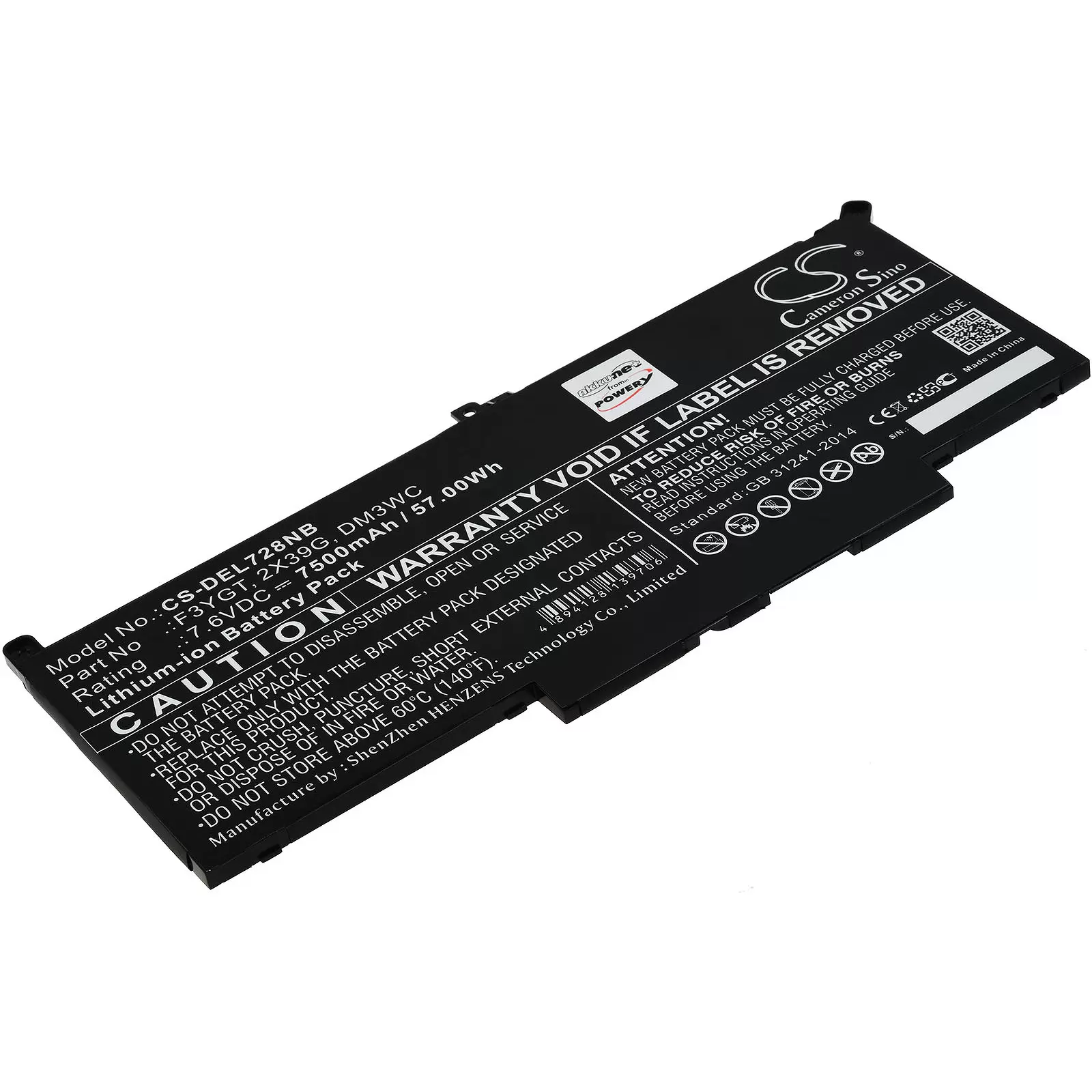 Akku passend für Laptop Dell Latitude 12 7290, Latitude 13 7390,  Latitude 14 7480, Typ F3YGT