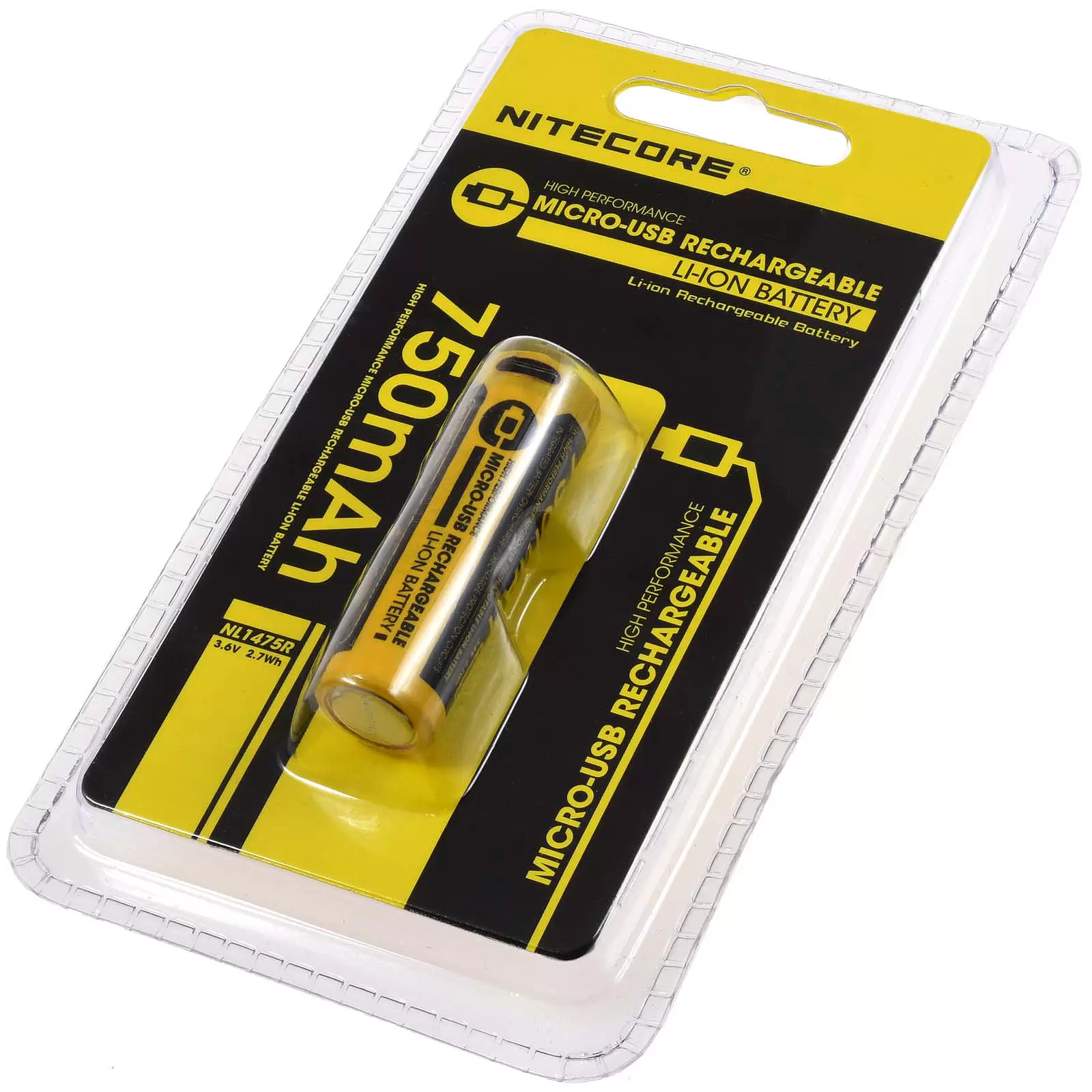 Nitecore Li-Ion Akku Typ 14500 NL1475R 750mAh mit Micro-USB