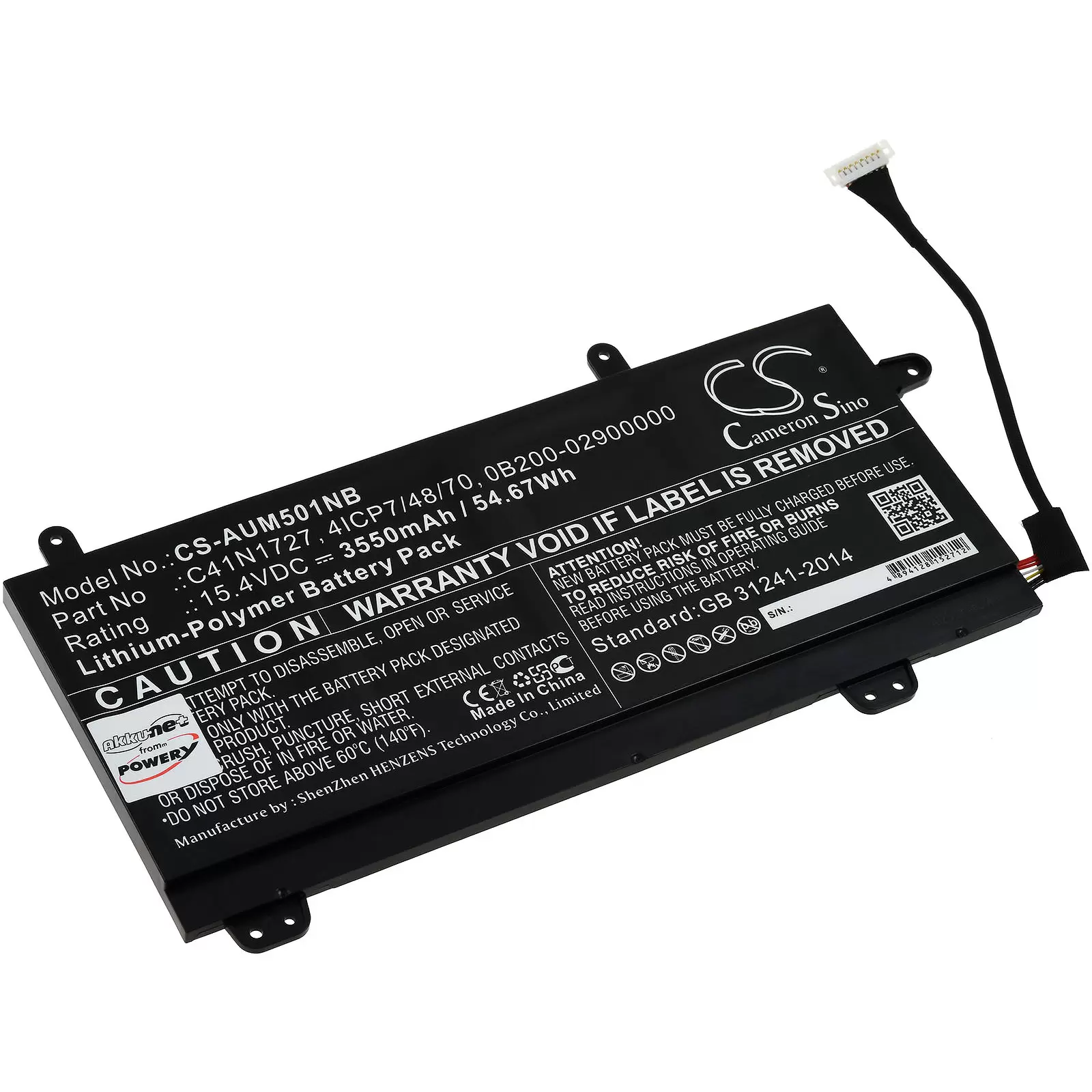 Akku passend für Gaming-Laptop Asus ROG Zephyrus M GM501GM, Typ C41N1727 u.a.