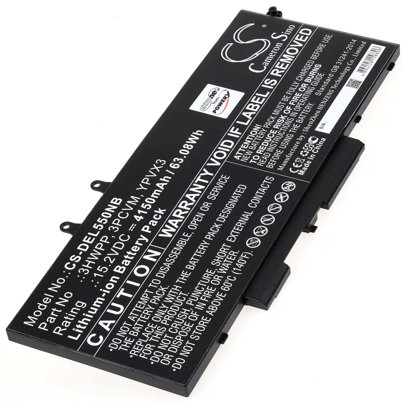 Akku passend für Laptop Dell Latitude 5401, Latitude 14 5410, Typ 3HWPP