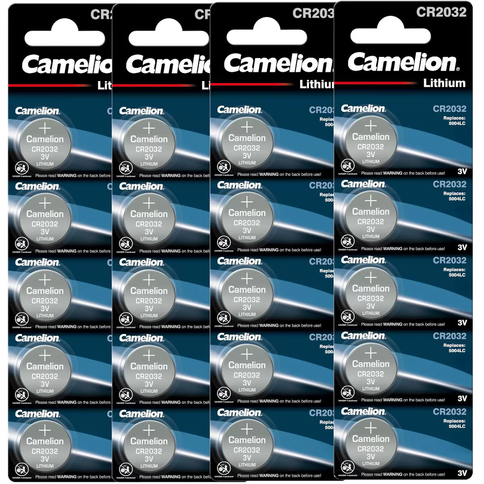 20x Camelion CR2032 Lithium Knopfzellen Batterie – 4x 5er Blister, ideal für Uhren, Autoschlüssel