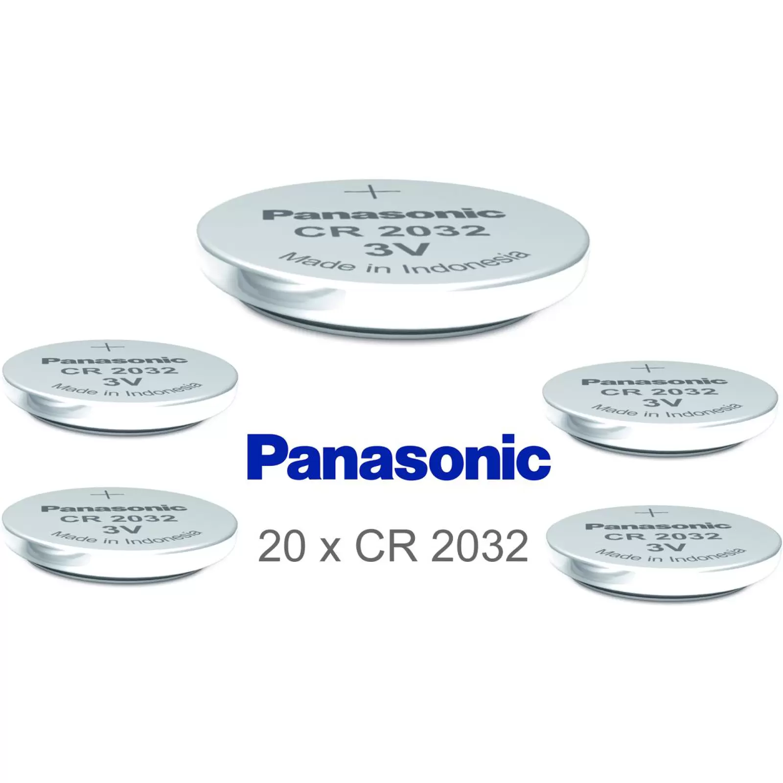 20x Panasonic CR2032 DL2032 ECR2032 Lithium Knopfzellen – Lose Batterien für Uhren, Autoschlüssel