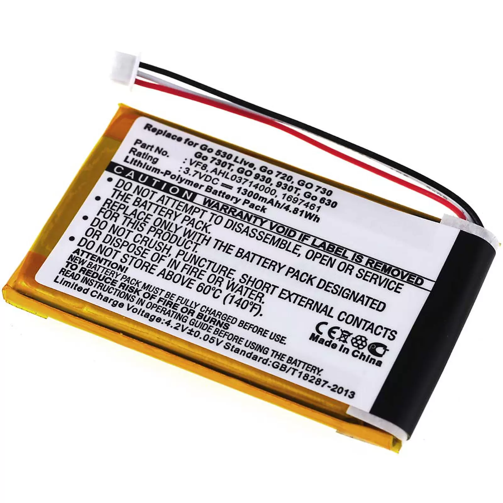 Akku für TomTom  Go 720/ GO 730/ GO 930/ Go 630 1300mAh