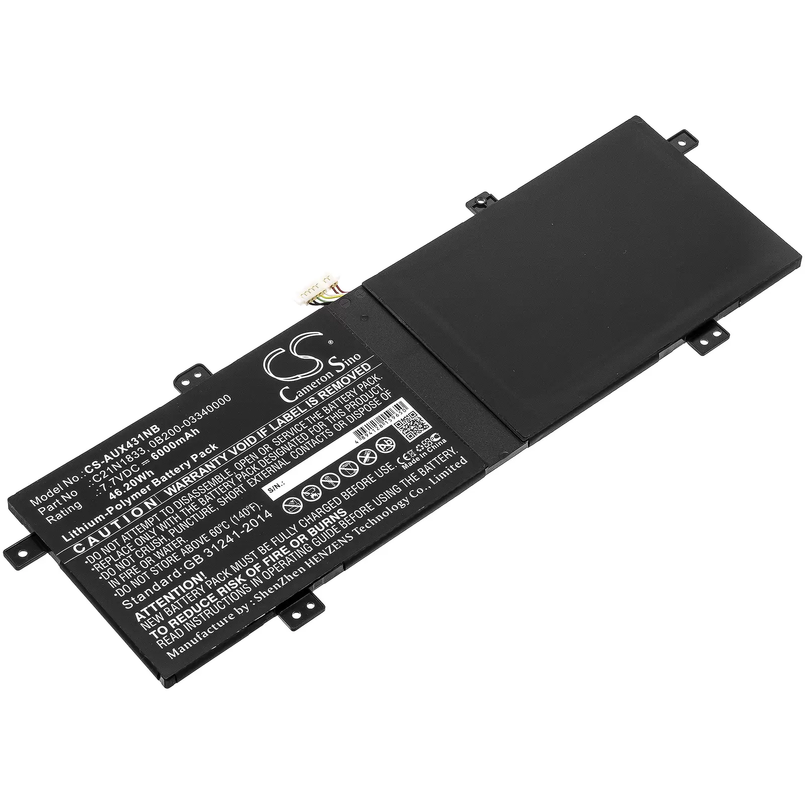 Akku passend für Laptop Asus UX43, Typ C21N1833