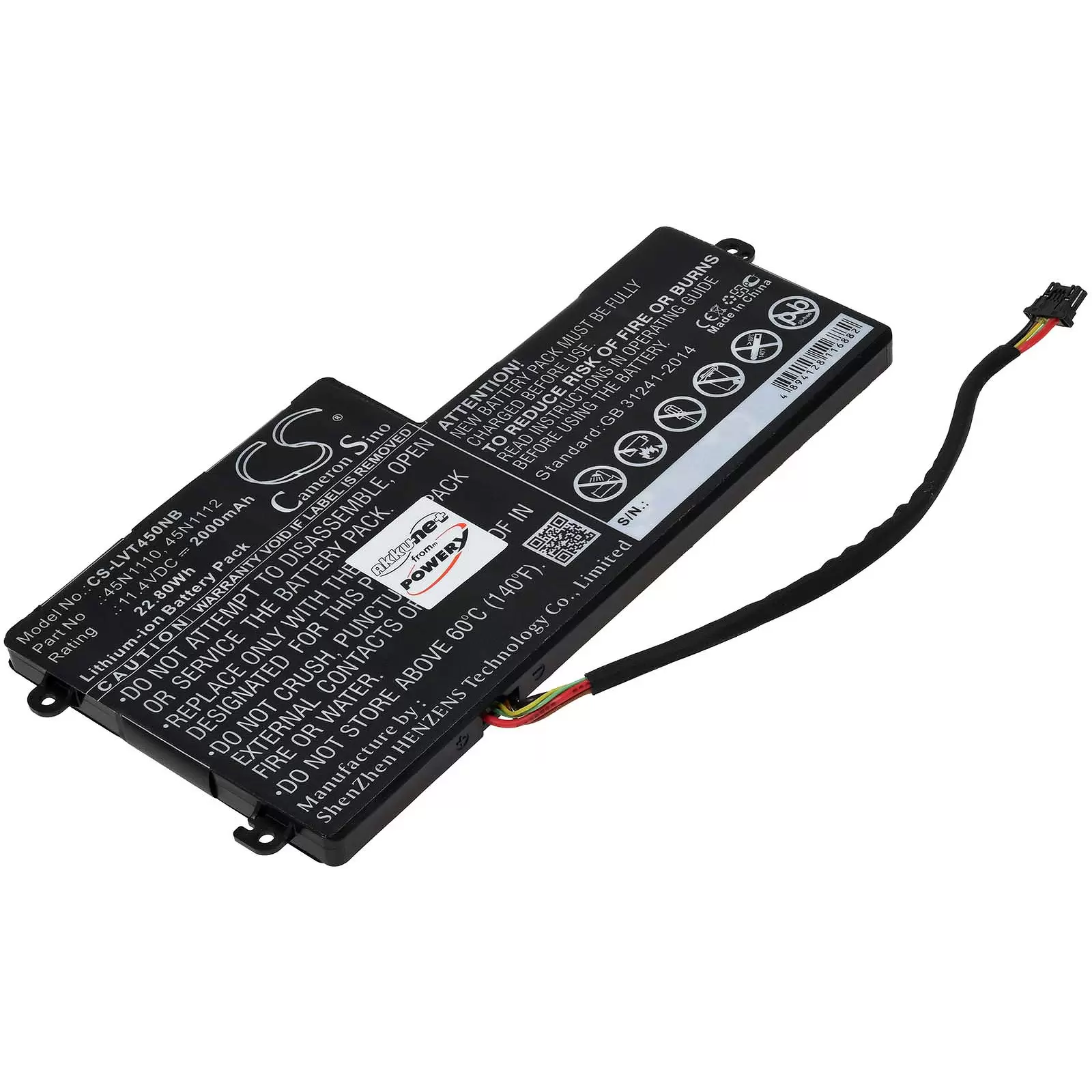 Akku passend für Lenovo Thinkpad X240, Thinkpad T440S Serie,  Typ 45N1110 (interne Batterie)