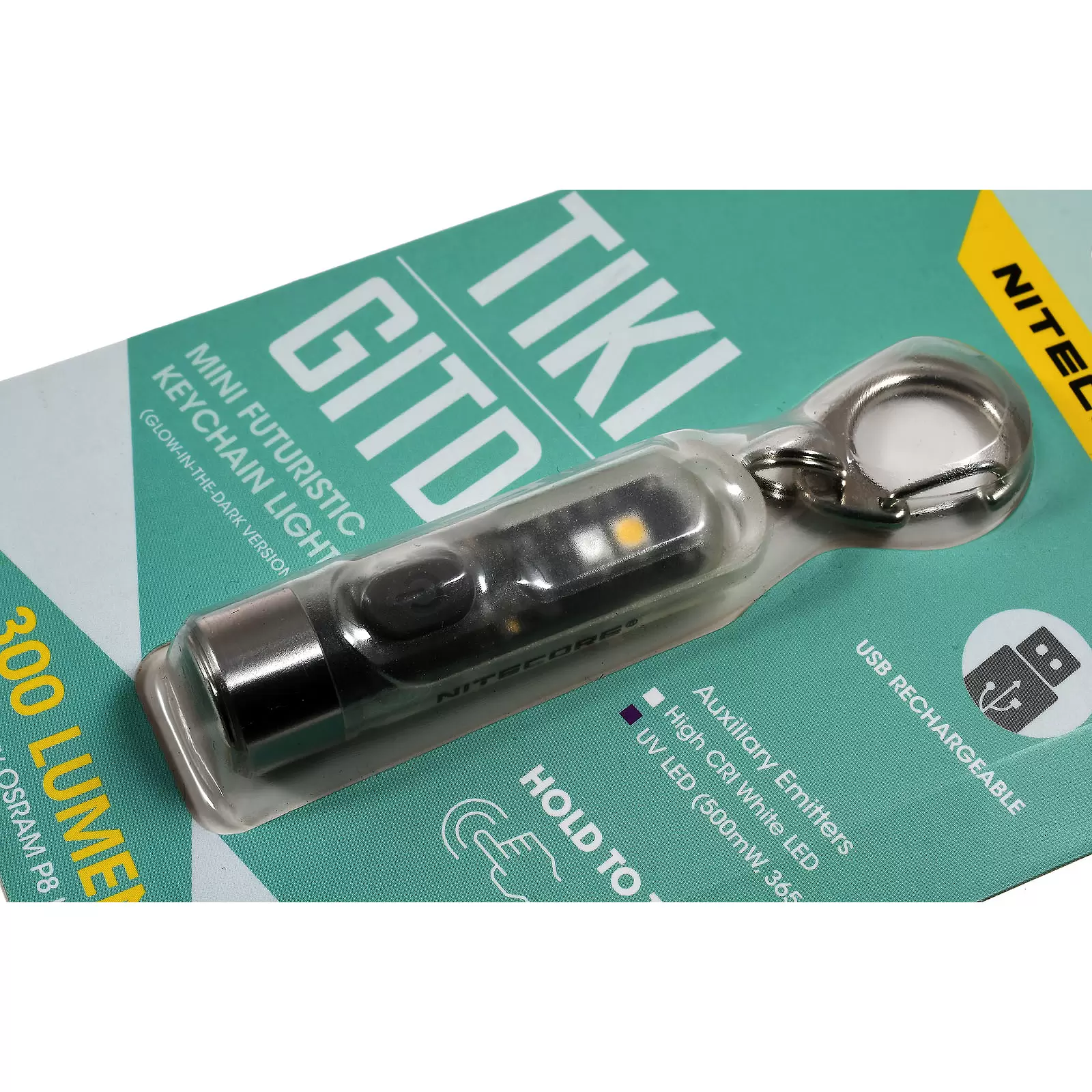 Schlüsselanhänger-Taschenlampe Nitecore TIKI  GITD - Glow in the Dark, mit Micro-USB