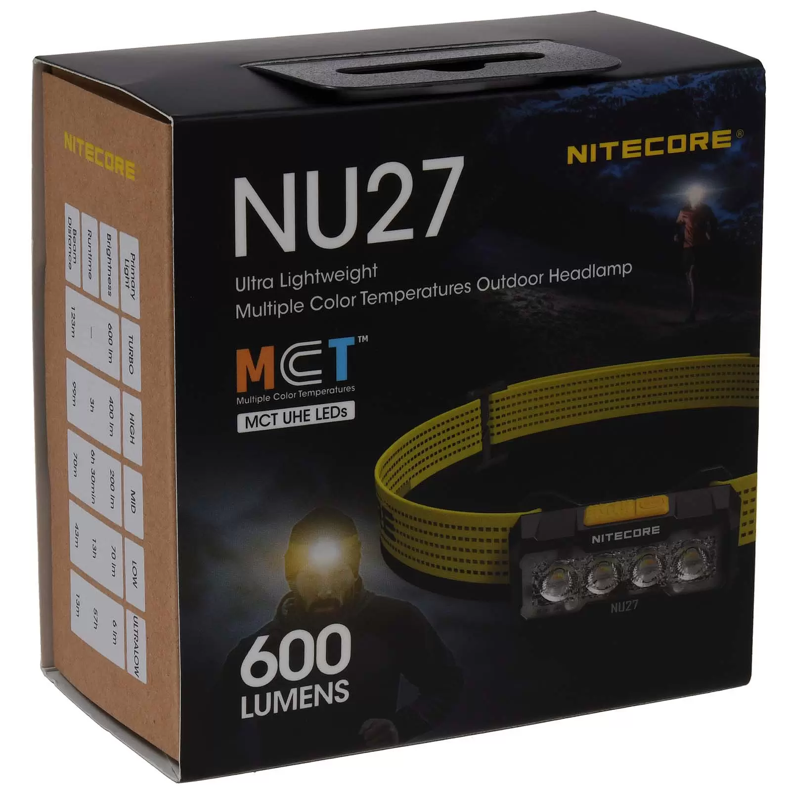 Nitecore NU27 LED Kopflampe, Stirnlampe, Headlamp, USB-C, max. 600 Lumen weiß