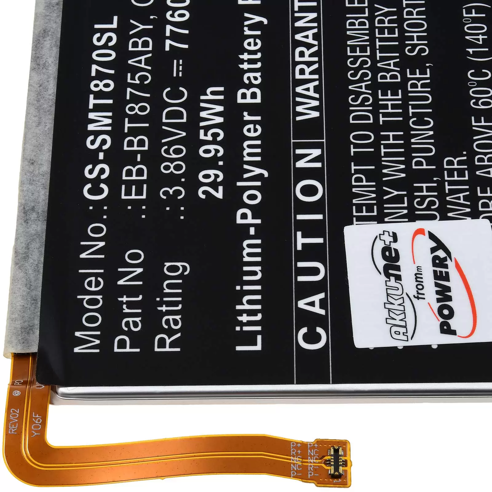 Akku passend für Tablet Samsung Galaxy Tab S7 5G, SM-T870, Typ EB-BT875ABY