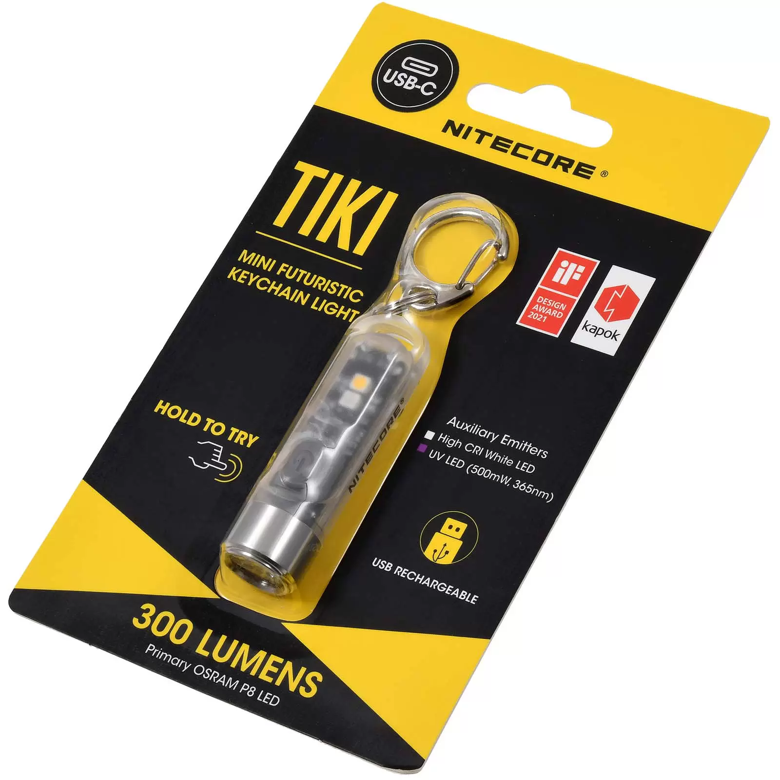 Schlüsselanhänger-Taschenlampe Nitecore TIKI - 300 Lumen, mit Micro-USB Port
