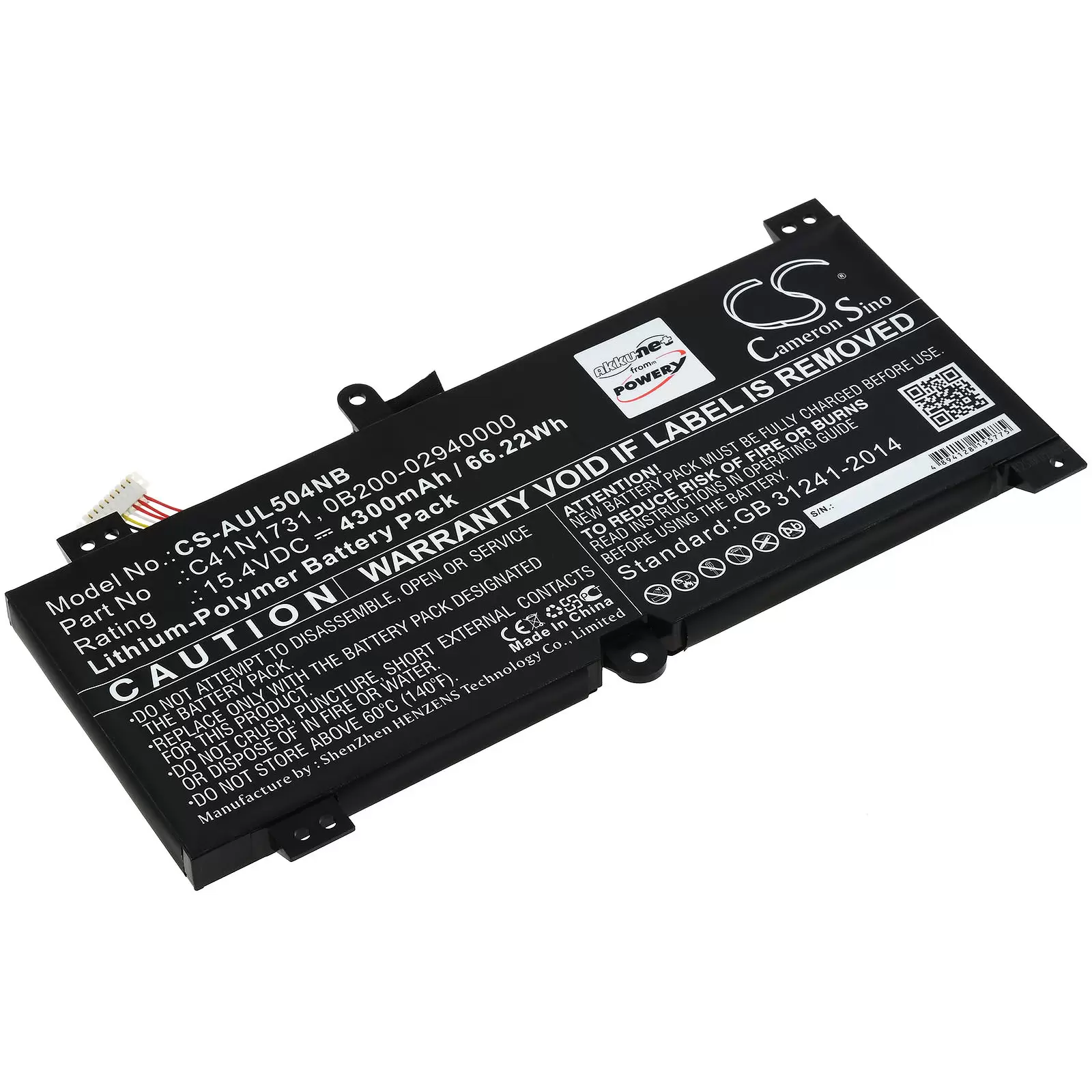 Akku passend für Gaming-Laptop Asus ROG Strix Scar II GL504-GV-ES087T, Typ C41N1731 u.a.