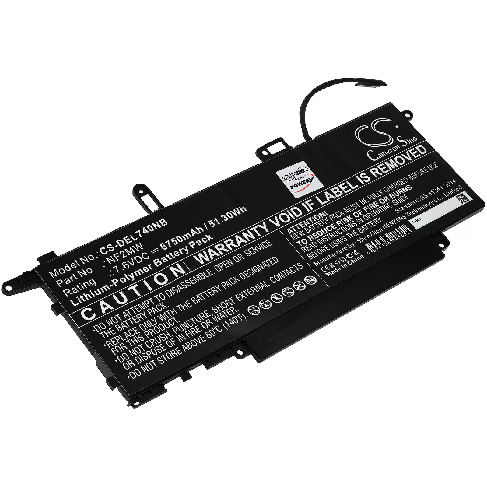 Akku passend für Laptop Dell Latitude 7400 2-in-1, Latitude 7310 2-in-1, Typ NF2MW