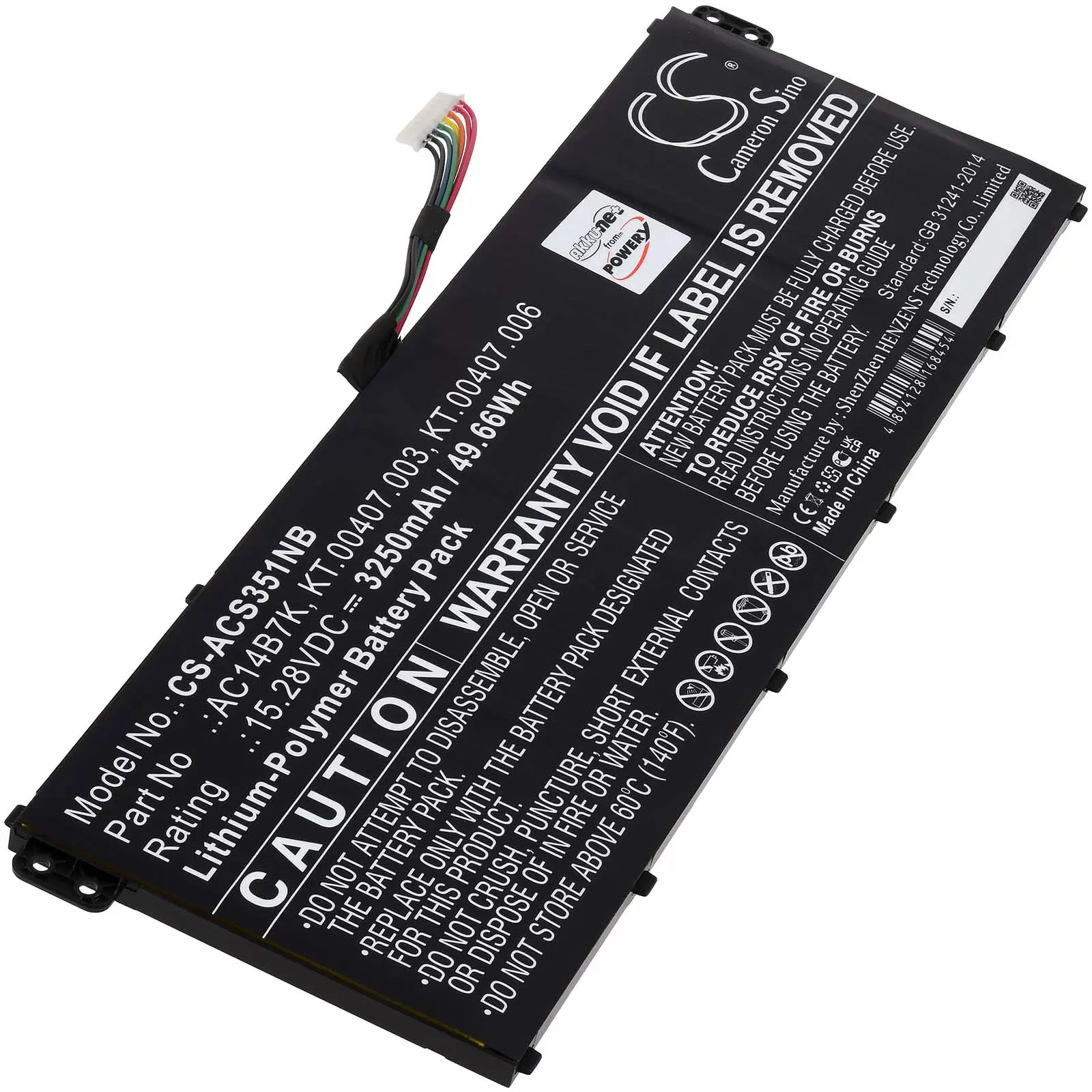 Akku für Laptop Acer Swift 3 SF314, Spin 5 SP515, Nitro 5 AN515, Typ AC14B7K/ Typ KT.000407.006