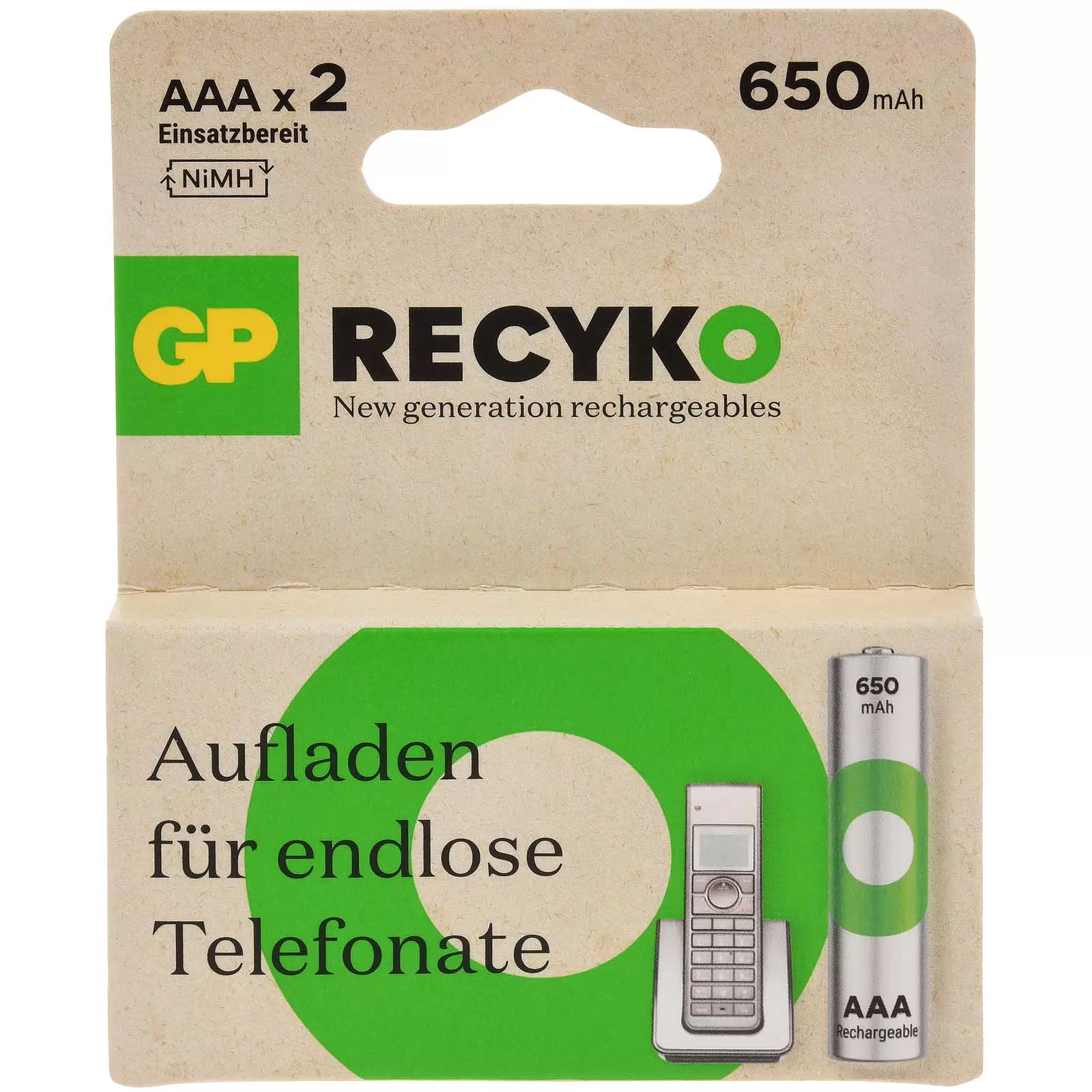 Akku für GP HR03 Micro AAA 2er Blister 650mAh