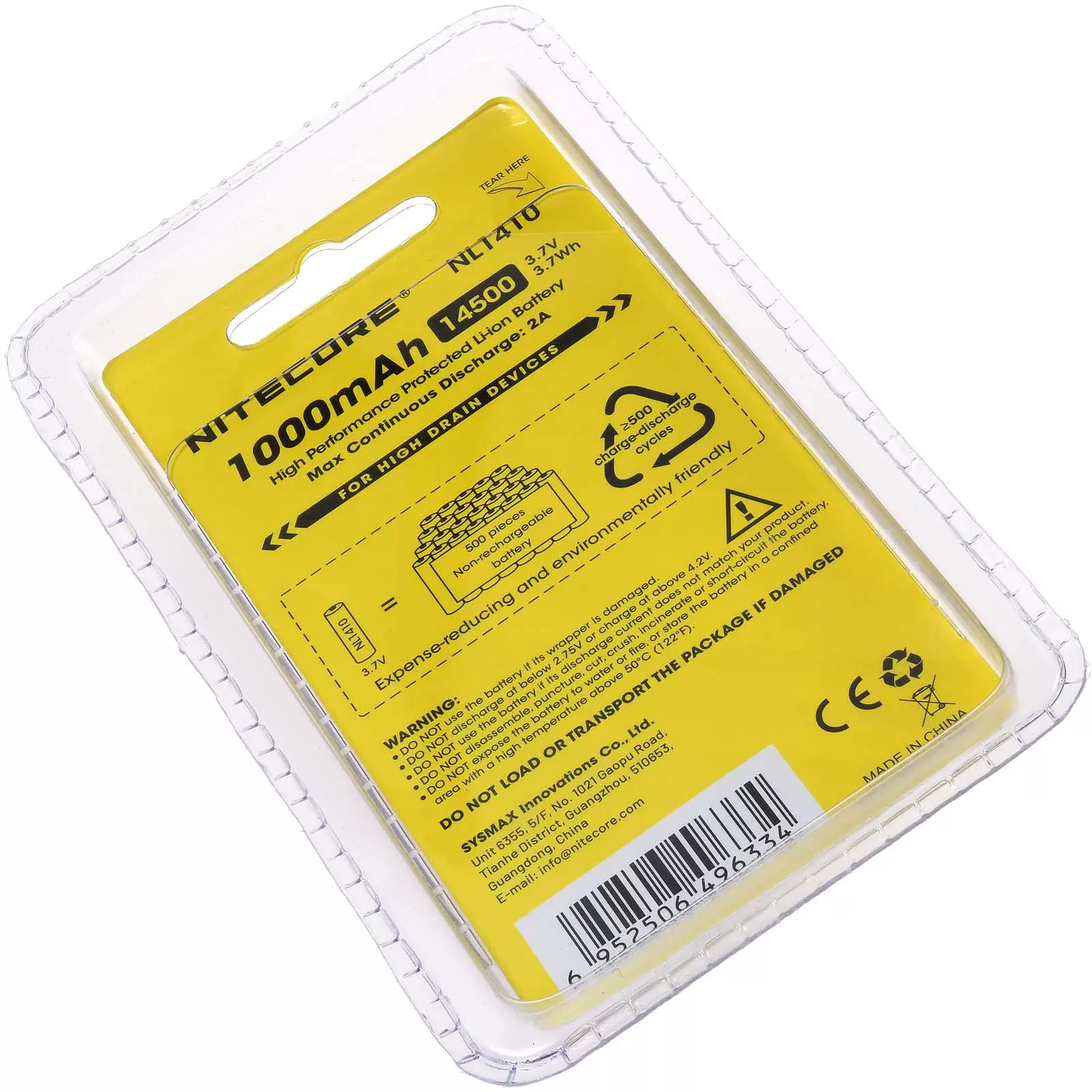 Nitecore Li-Ion Akku Typ 14500 NL1410 1000mAh