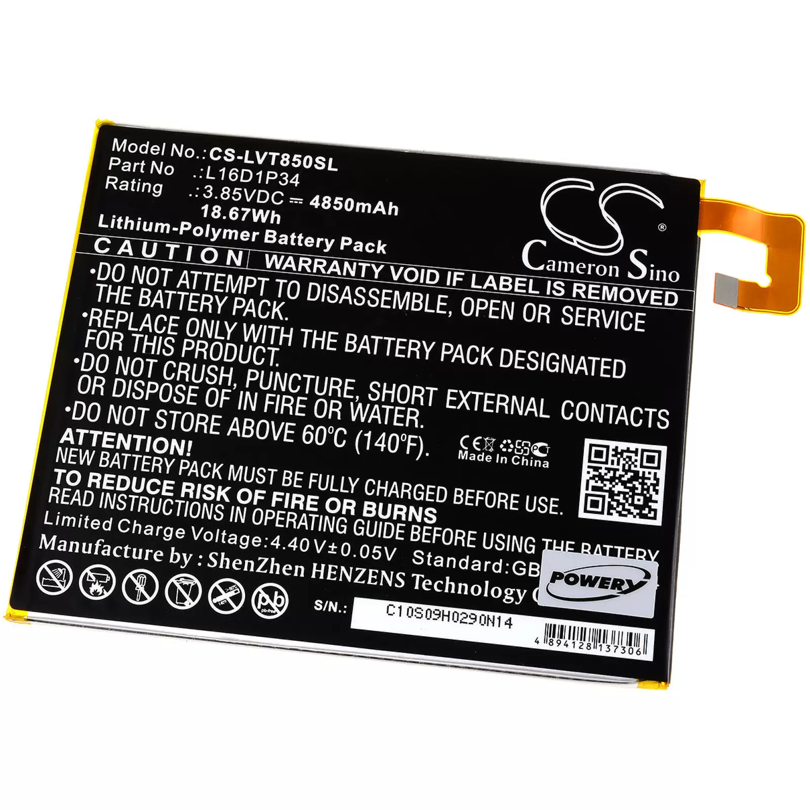 Akku für Tablet Lenovo Tab 4 / TB-8504F / TB-8504X / Typ L16D1P34