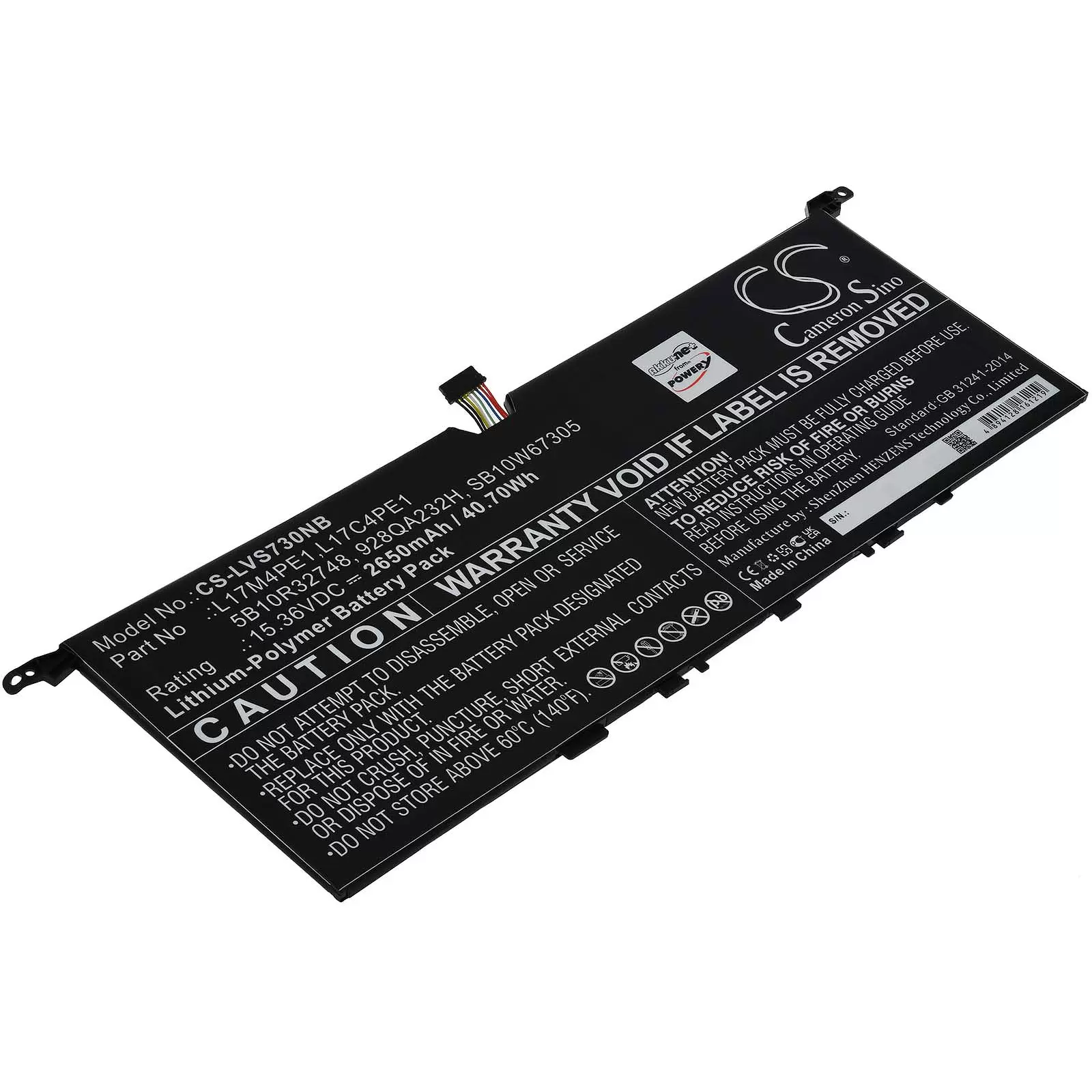 Akku passend für Laptop Lenovo Yoga S730, IdeaPad 730S 13,  Typ L17C4PE1 u.a.