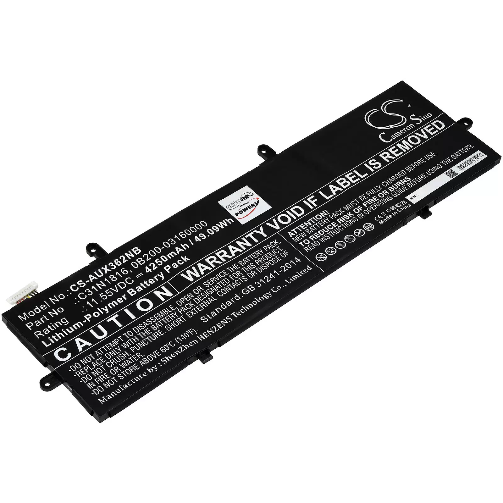 Akku passend für Laptop Asus ZenBook Flip 13 UX362FA-EL076T,  UX362FA-EL142T, Typ C31N1816 u.a.