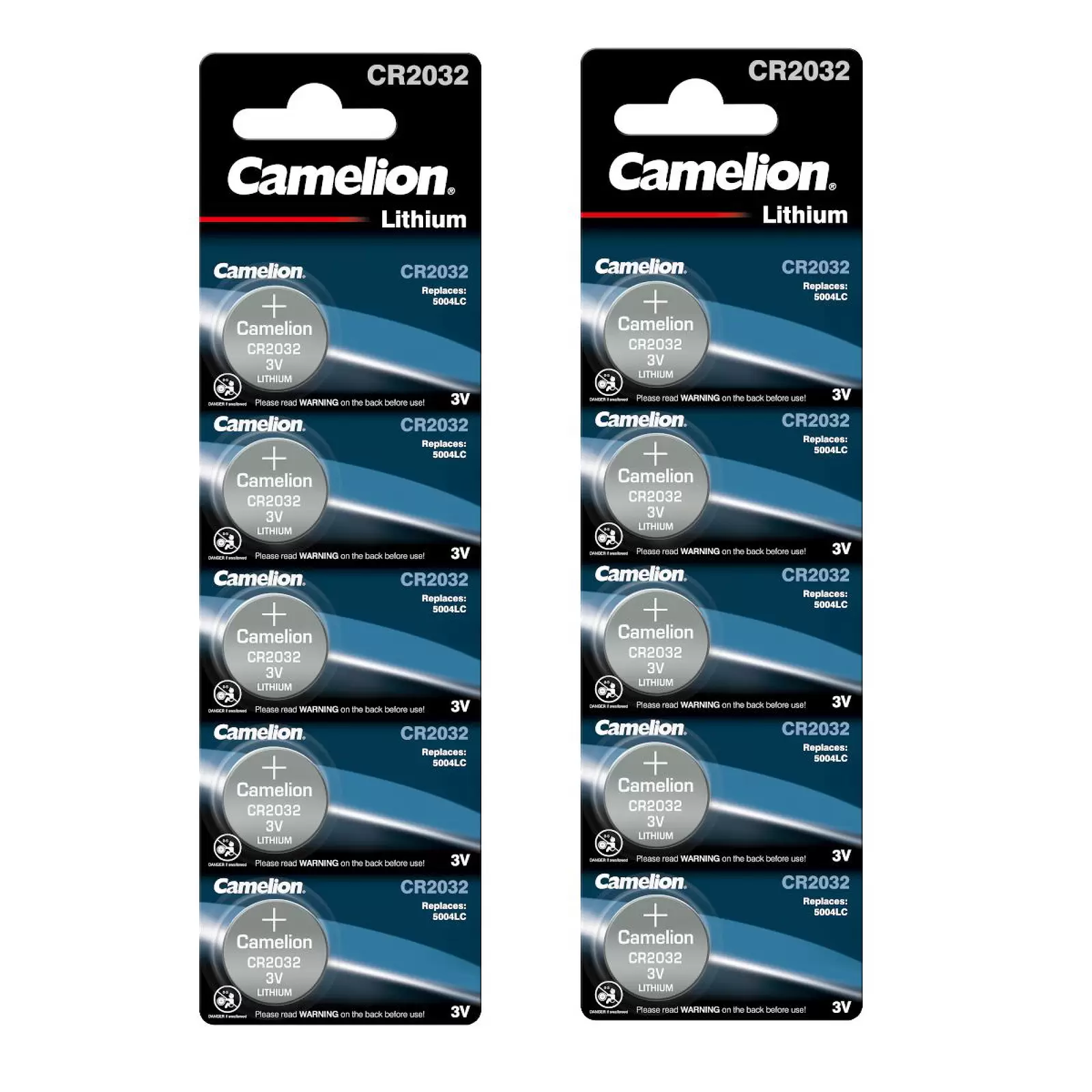 10x Camelion CR2032 Lithium Knopfzellen Batterie – 2x 5er Blister, ideal für Uhren, Autoschlüssel